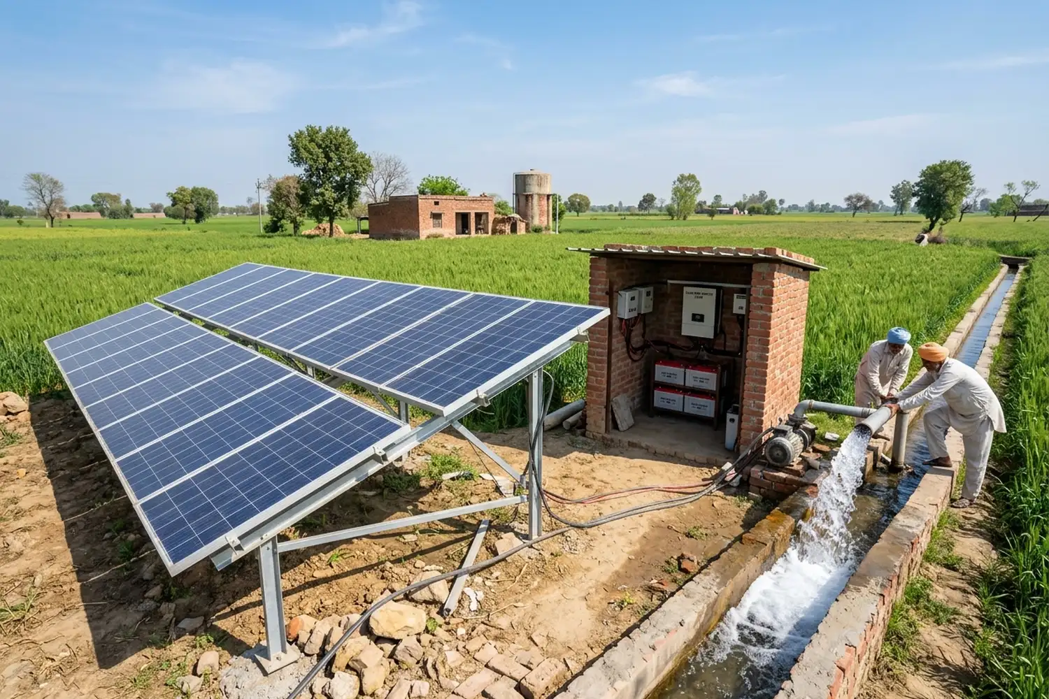 Off-grid solar system with batteries